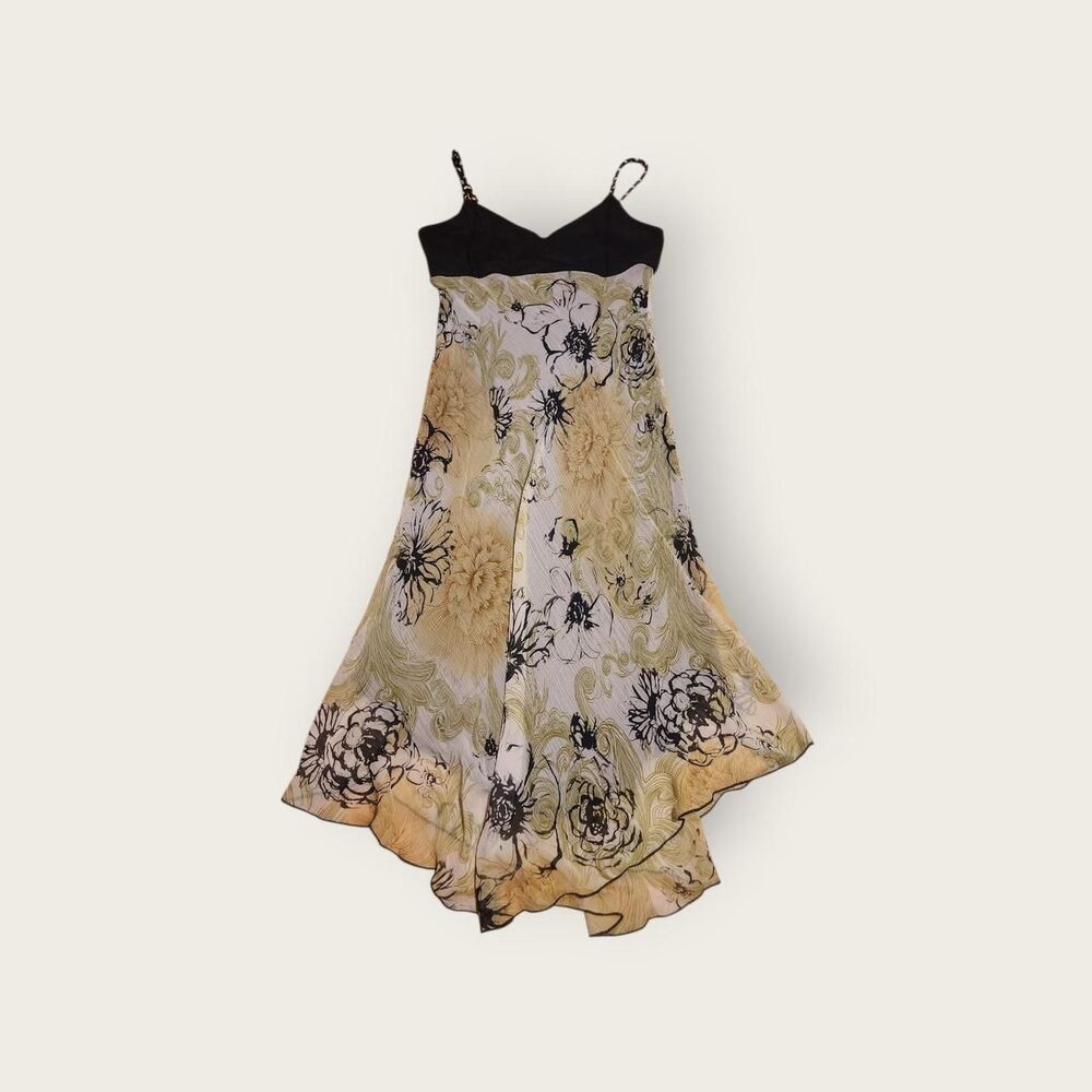 Vintage Y2k Scarlett green floral flowy empire waist midi length slip dress